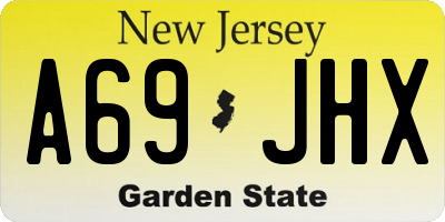 NJ license plate A69JHX
