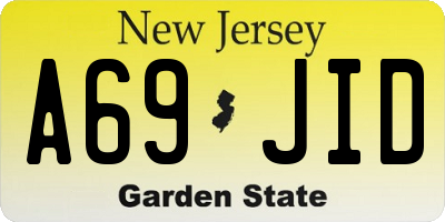 NJ license plate A69JID