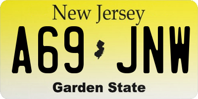NJ license plate A69JNW