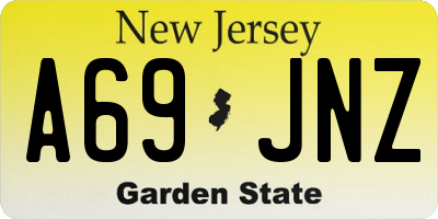 NJ license plate A69JNZ