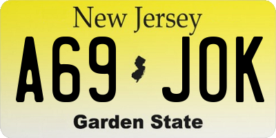 NJ license plate A69JOK