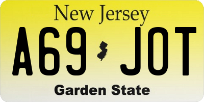 NJ license plate A69JOT