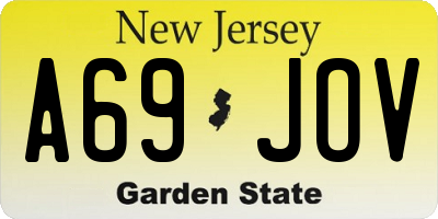 NJ license plate A69JOV