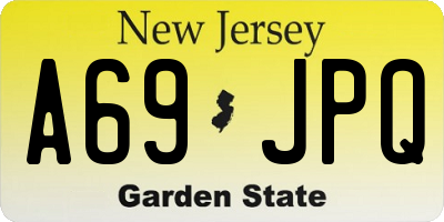 NJ license plate A69JPQ