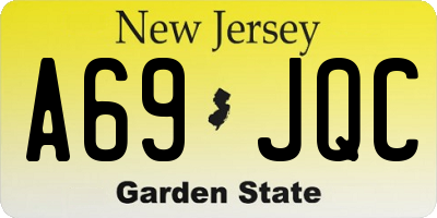 NJ license plate A69JQC