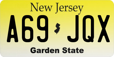 NJ license plate A69JQX