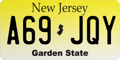 NJ license plate A69JQY