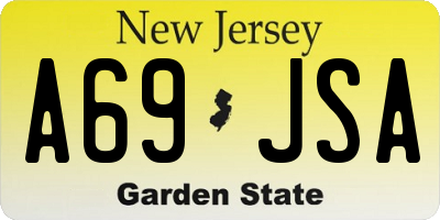 NJ license plate A69JSA