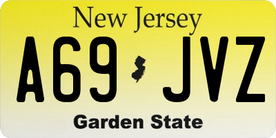 NJ license plate A69JVZ
