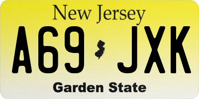 NJ license plate A69JXK