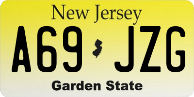 NJ license plate A69JZG