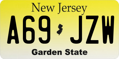 NJ license plate A69JZW
