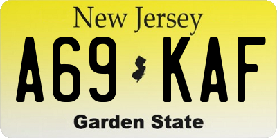 NJ license plate A69KAF