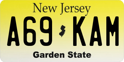 NJ license plate A69KAM