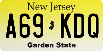 NJ license plate A69KDQ