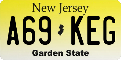 NJ license plate A69KEG