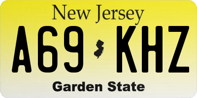 NJ license plate A69KHZ