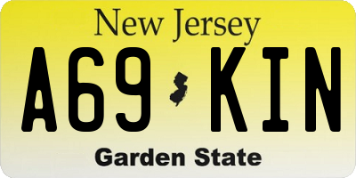 NJ license plate A69KIN
