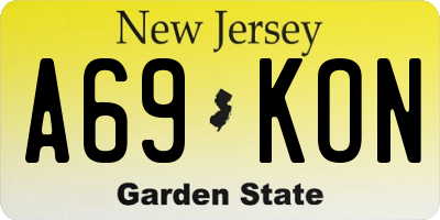 NJ license plate A69KON