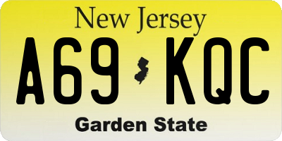 NJ license plate A69KQC