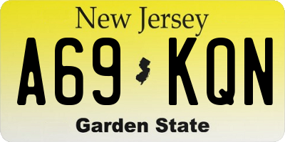 NJ license plate A69KQN