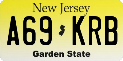 NJ license plate A69KRB