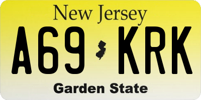 NJ license plate A69KRK