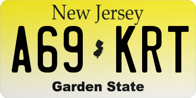 NJ license plate A69KRT