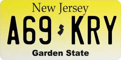 NJ license plate A69KRY