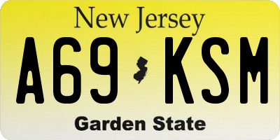 NJ license plate A69KSM