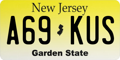 NJ license plate A69KUS
