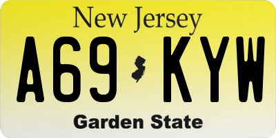 NJ license plate A69KYW
