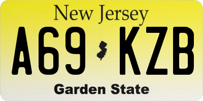 NJ license plate A69KZB