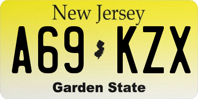 NJ license plate A69KZX