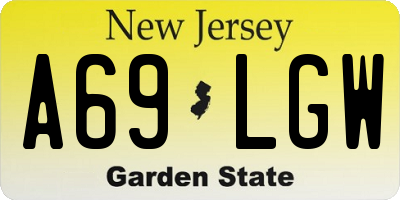 NJ license plate A69LGW