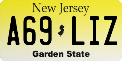 NJ license plate A69LIZ