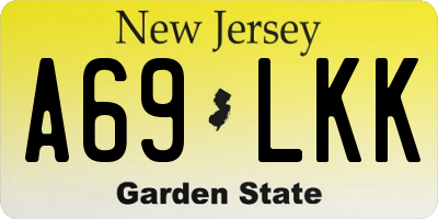 NJ license plate A69LKK