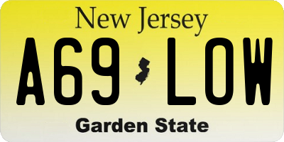 NJ license plate A69LOW