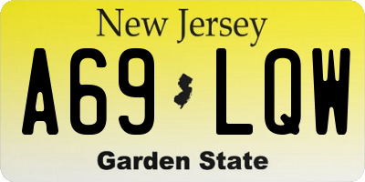 NJ license plate A69LQW