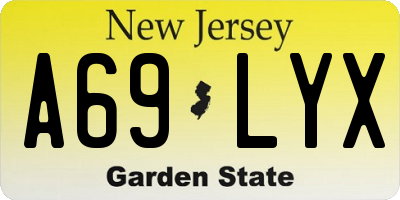 NJ license plate A69LYX