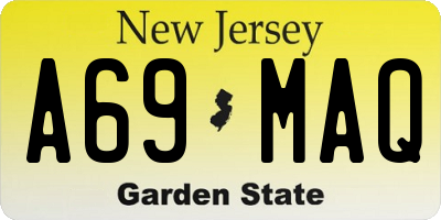 NJ license plate A69MAQ