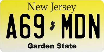 NJ license plate A69MDN
