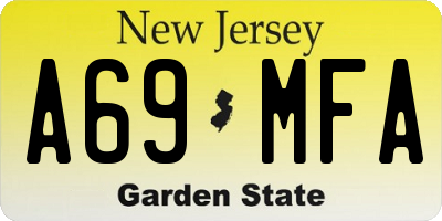 NJ license plate A69MFA