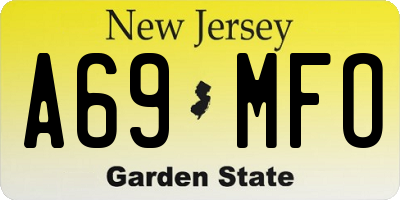 NJ license plate A69MFO
