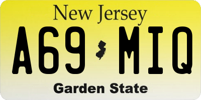 NJ license plate A69MIQ