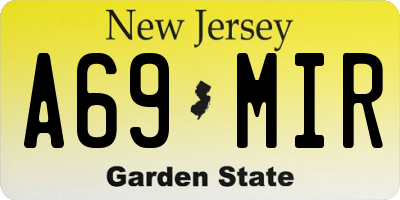 NJ license plate A69MIR