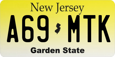 NJ license plate A69MTK