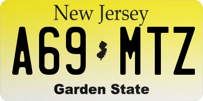 NJ license plate A69MTZ