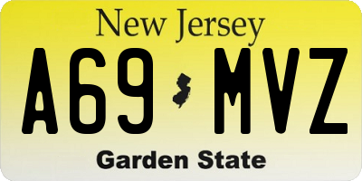 NJ license plate A69MVZ