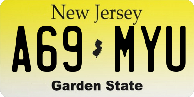 NJ license plate A69MYU